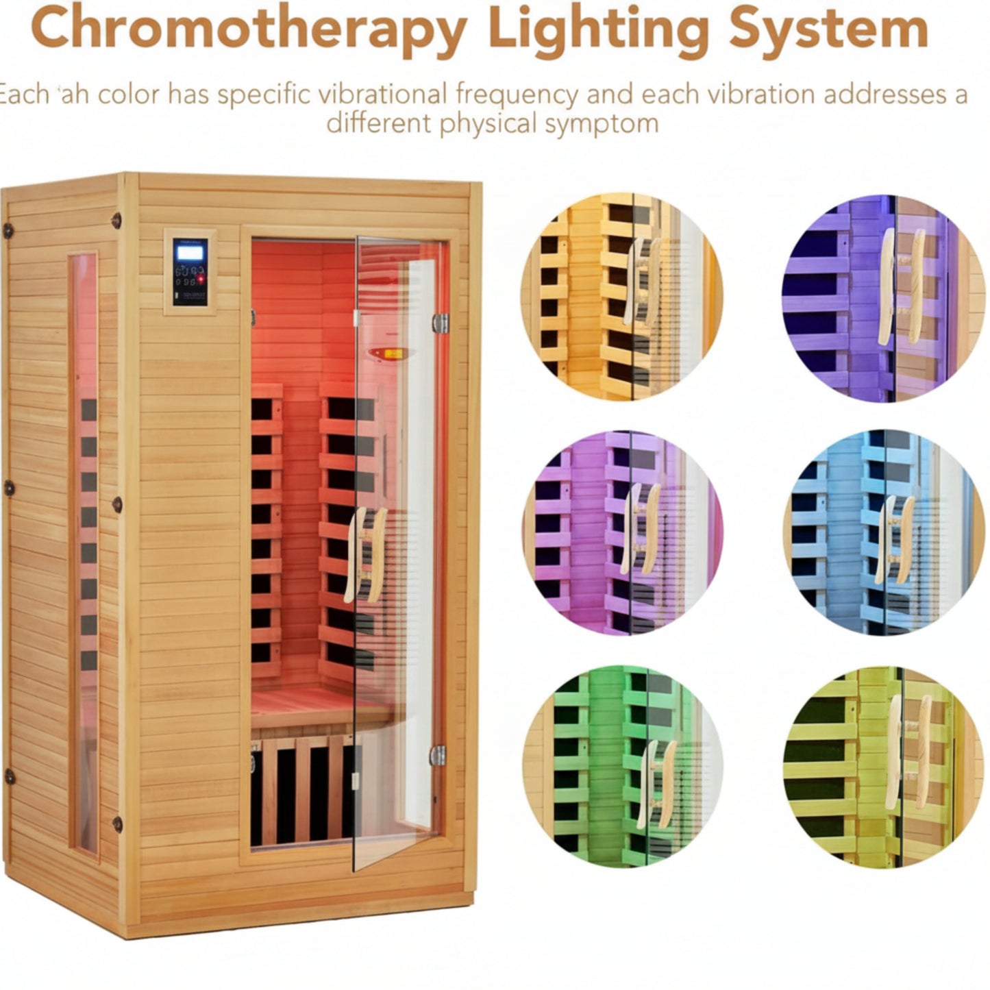 2024 Upgrade 1 to 2 Person Infrared Sauna, Low EMF Infrared Sauna for Home, Indoor Sauna Room, Hemlock Wooden Far Infrared Sauna, Dry Sauna with Bluetooth Speakers, LED Reading and Chromotherapy Lamp