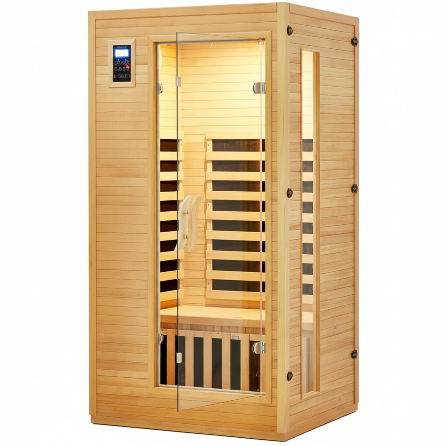 2024 Upgrade 1 to 2 Person Infrared Sauna, Low EMF Infrared Sauna for Home, Indoor Sauna Room, Hemlock Wooden Far Infrared Sauna, Dry Sauna with Bluetooth Speakers, LED Reading and Chromotherapy Lamp